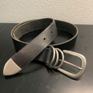 Leather Belt with Silver Accents